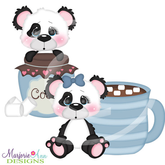 Hot Cocoa Pandas 1 SVG Cutting Files + Clipart - Click Image to Close